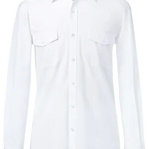 S/S pilot shirt raised collar white