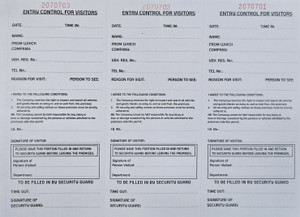 Entry Control Book (3 page tear out) - 100 Page (300 slips) - A4 Landscape