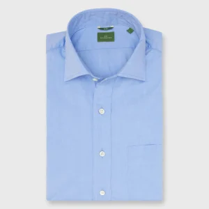 S/S Glad Neck Shirt Open Collar Sky Blue